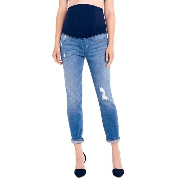 NEW Ingrid and Isabel Mia boyfriend cross panel maternity jeans - Picture 2 of 10